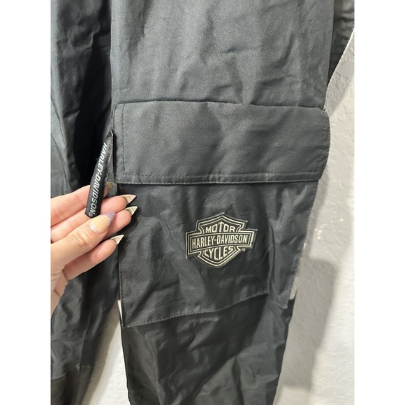 Harley Davidson Mens PVC Rain Pants Boot Covers Black Reflective Sz S - Picture 2 of 9